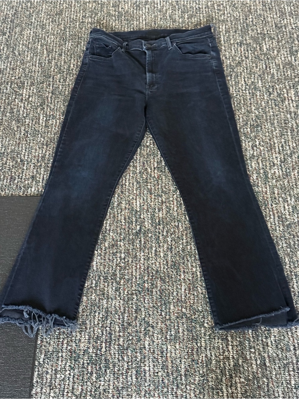 Mother Insider Crop Step Fray jeans denim sz 31 black blue